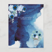 Budget Deusty Blue Floral Wedding Invitation (Achterkant)