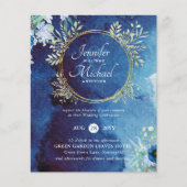 Budget Deusty Blue Floral Wedding Invitation (Voorkant)