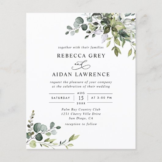 Budget Deusty Blue Greenery Wedding (Voorkant)