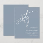 Budget Deusty Blue Minimal 60th Birthday Invitatio (Voorkant / Achterkant)