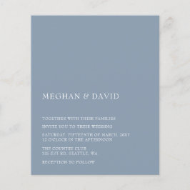 Budget Deusty Blue Modern Wedding Invitation