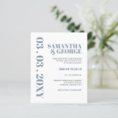 Budget Deusty Blue Modern Wedding Invitation (Staand voorkant)