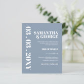 Budget Deusty Blue Modern Wedding Invitation (Staand voorkant)