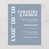 Budget Deusty Blue Modern Wedding Invitation (Voorkant)