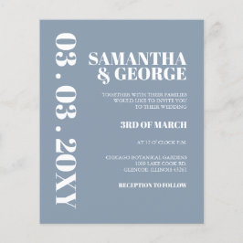 Budget Deusty Blue Modern Wedding Invitation