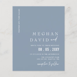 Budget Deusty Blue Modern Wedding Invitation