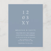 Budget Deusty Blue Modern Wedding Invitation (Voorkant)