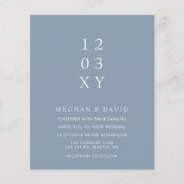 Budget Deusty Blue Modern Wedding Invitation