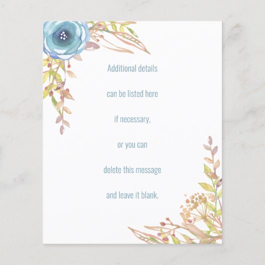 Budget Deusty Blue Wildflower Weddenation Flyer (Achterkant)