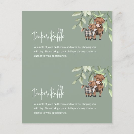 Budget Diaper Koe Raffle Greenery Kaart 2 in 1 (Voorkant)