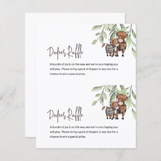 Budget Diaper Raffle Koe Greenery Kaart Center (Voorkant / Achterkant)