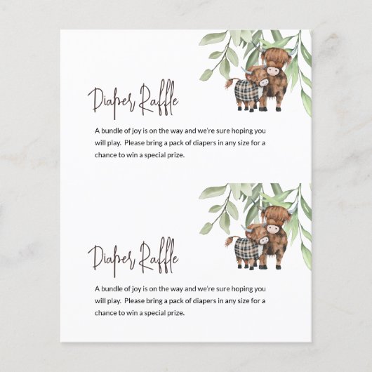 Budget Diaper Raffle Koe Greenery Kaart Center (Voorkant)