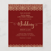 BUDGET Diep ROOD Goud Kant Bruiloft (Voorkant)