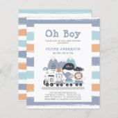 Budget Dieren Train Travel Baby shower Uitnodiging (Voorkant / Achterkant)