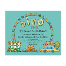 Budget Dino Cars Dinosaur Boys Birthday Uitnodigin