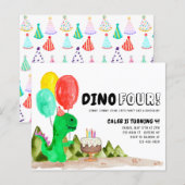 Budget Dino VIER Ballon Dinosaurus 4e Verjaardag (Voorkant / Achterkant)