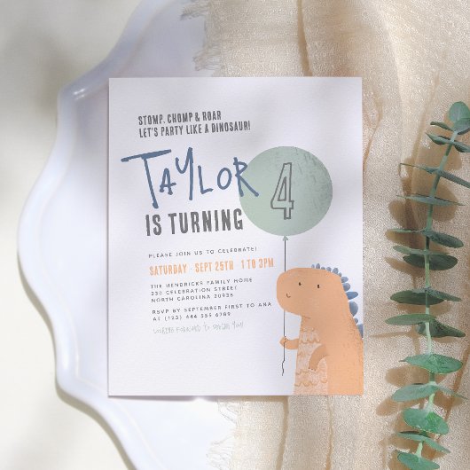 Budget Dinosaur Birthday Party Uitnodiging