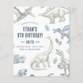 Budget Dinosaur Birthday Party Uitnodiging (Voorkant)