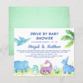 BUDGET Dinosaur drive by Baby shower nodiging (Voorkant / Achterkant)