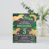 Budget Dinosaur Kinder Boy Dino Birthday Uitnodigi (Staand voorkant)