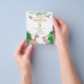 Budget Dinosaur Kinder Dino Girl Birthday Uitnodig Flyer (Hand)