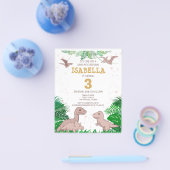 Budget Dinosaur Kinder Dino Girl Birthday Uitnodig Flyer (Enkel)