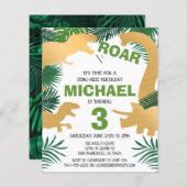 Budget Dinosaur Kinder Dino Trex Birthday Uitnodig (Voorkant / Achterkant)