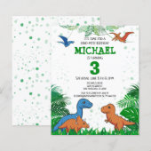 Budget Dinosaur Kinder Dino Trex Birthday Uitnodig (Voorkant / Achterkant)