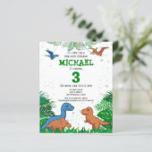 Budget Dinosaur Kinder Dino Trex Birthday Uitnodig (Staand voorkant)