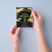 Budget Dinosaur Kinder Dino Trex Birthday Uitnodig Flyer (Hand)