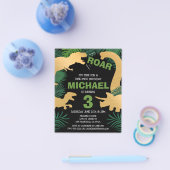 Budget Dinosaur Kinder Dino Trex Birthday Uitnodig Flyer (Enkel)