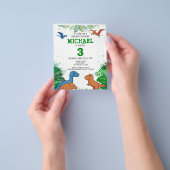 Budget Dinosaur Kinder Dino Trex Birthday Uitnodig Flyer (Hand)