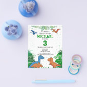 Budget Dinosaur Kinder Dino Trex Birthday Uitnodig Flyer (Enkel)