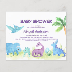 Budget Dinosaur Mooie Baby Shower Uitnodiging