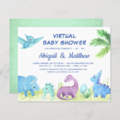 BUDGET Dinosaur - Uitnodiging voor virtueel Baby s (Voorkant / Achterkant)