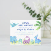 BUDGET Dinosaur - Uitnodiging voor virtueel Baby s (Staand voorkant)