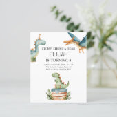 Budget Dinosaur Verjaardag Kinder feestuitnodiging (Staand voorkant)