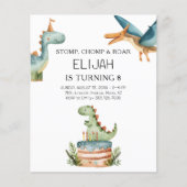 Budget Dinosaur Verjaardag Kinder feestuitnodiging (Voorkant)