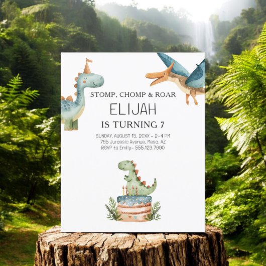 Budget Dinosaur Verjaardag Kinder feestuitnodiging