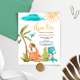 Budget Dinosaurus Drie Rex Verjaardag Uitnodiging