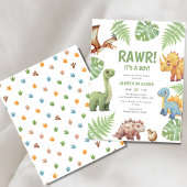 Budget Dinosaurus Rawr It A Boy Baby shower Invite Flyer