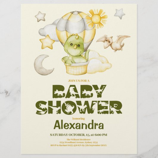 Budget Dinosaurus Thema Baby shower Flyer (Voorkant)