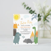 Budget Dinosaurus Twee Rex 2e Verjaardag Uitnodigi (Staand voorkant)