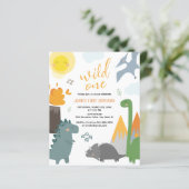 Budget Dinosaurus Wild Een 1e Verjaardag Uitnodigi (Staand voorkant)