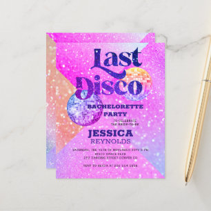 Budget disco bachelorette partijuitnodiging