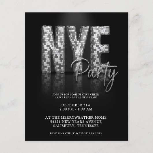Budget Disco Glitter New Year Eve Party FLYER (Voorkant)