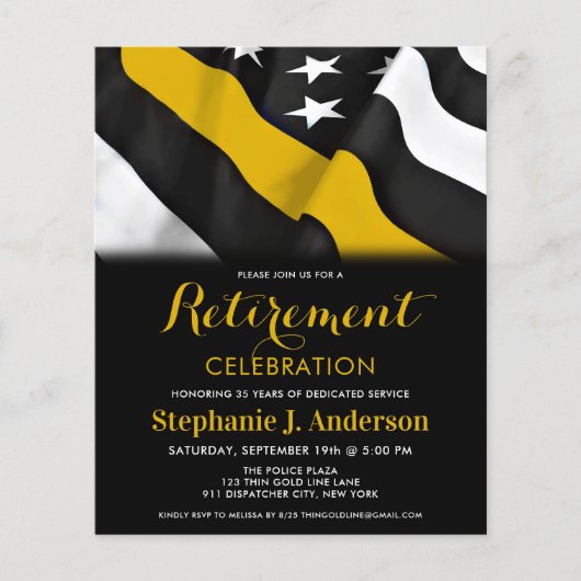 Budget Dispatcher Thin Gold Line Flag Retirement (Voorkant)