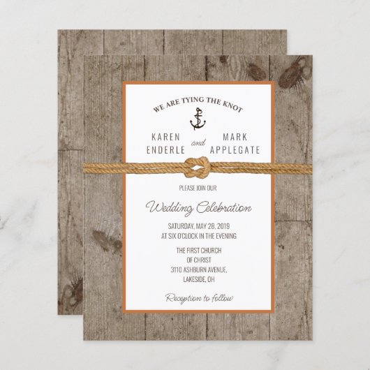 Budget Dockside Rustic Wedding Uitnodiging (Voorkant / Achterkant)