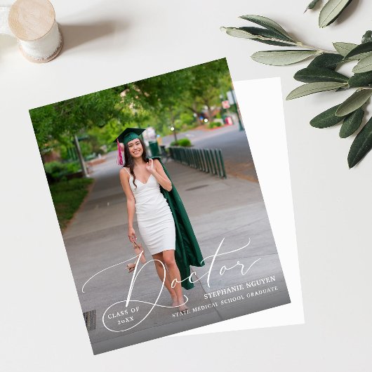 Budget Doctor Elegant Foto Afstuderen Aankondiging