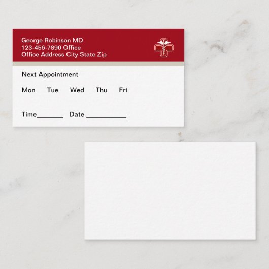 Budget Doctor Kantoor Afspraak Visitekaartjes Afsprakenkaartje (Voorkant / Achterkant)